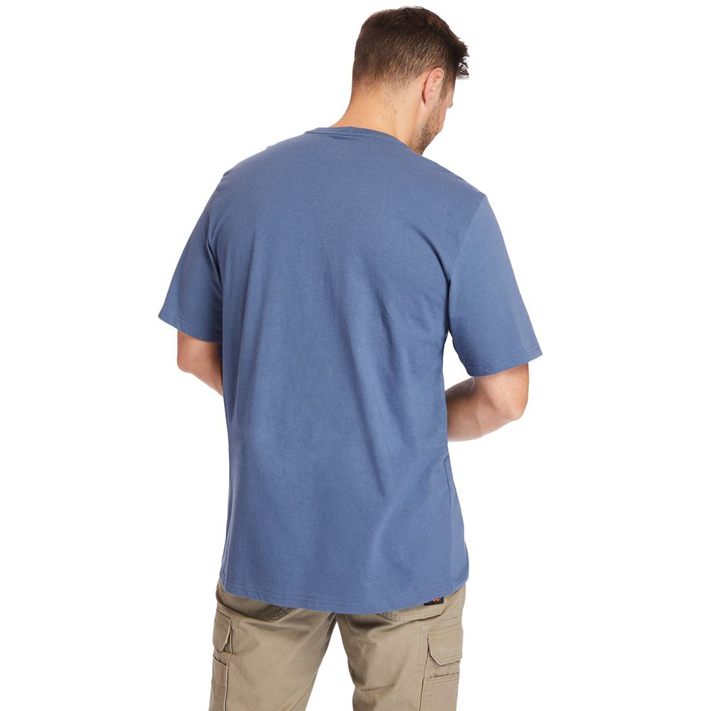 Timberland Mens T-Shirts PRO® Big & Tall Base Plate Short-Sleeve - Blue - India KE2840971